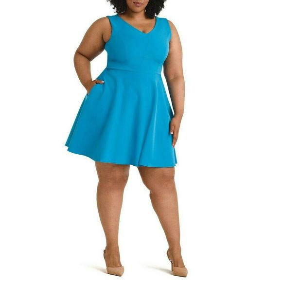lotus threads Dresses & Skirts - Lotus Threads Teal Fit And Flare Dress 22W B60-01
